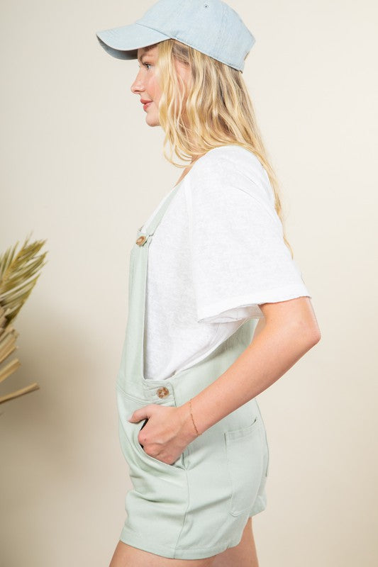 Mint Denim Overall Shorts