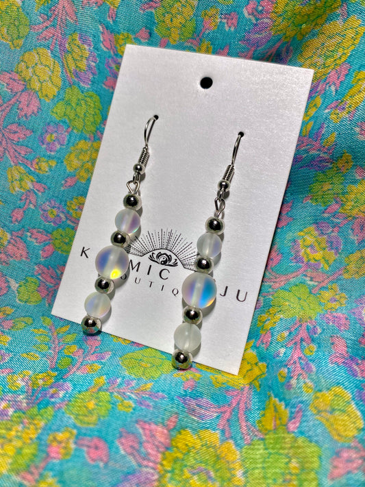 Alina Hand Beaded Moonstone Sterling Silver Hook Earrings