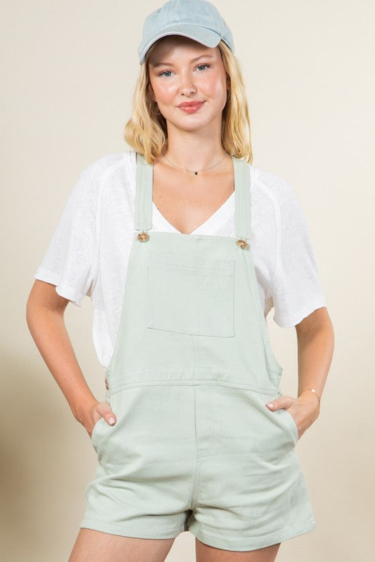 Mint Denim Overall Shorts