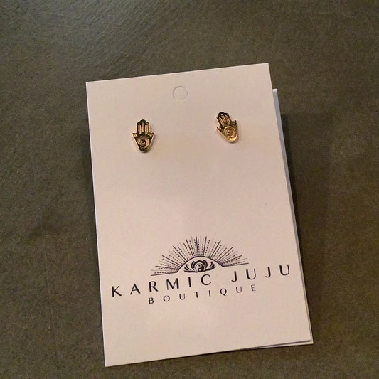 Gold Hamsa Stud Earrings