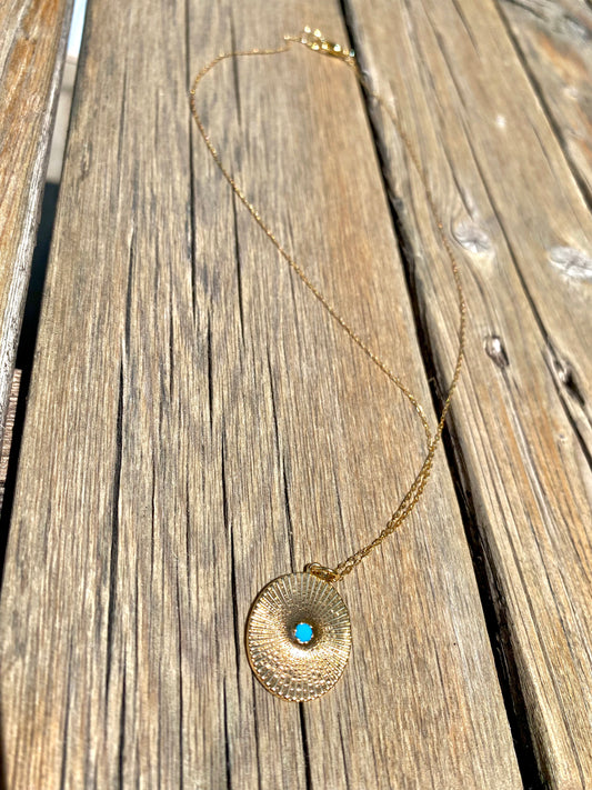 Alina Genuine Turquoise Dainty Pendant 18k Gold Necklace