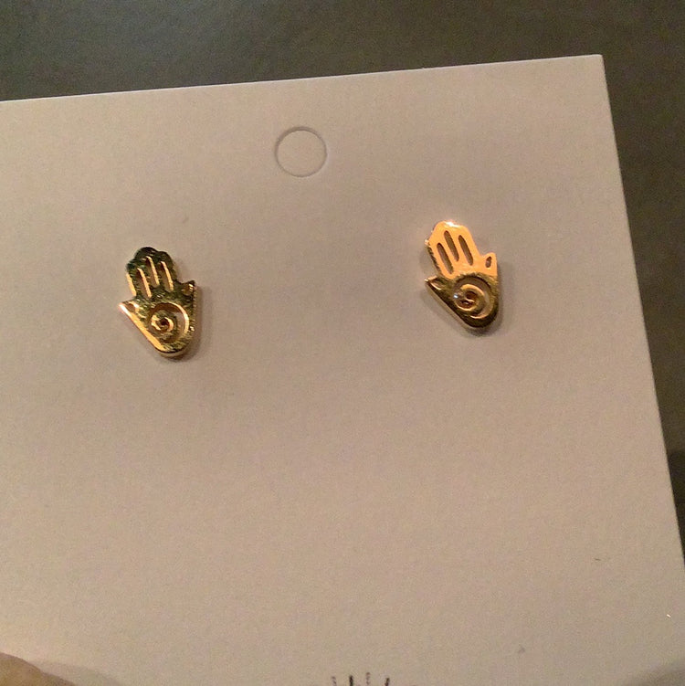 Gold Hamsa Stud Earrings