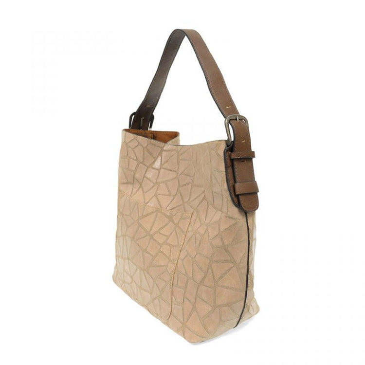 Geo Print Vegan Leather Buckle Handle Handbag Tote