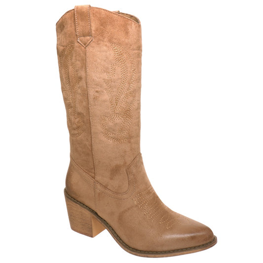 Vegan Suede Western Boot