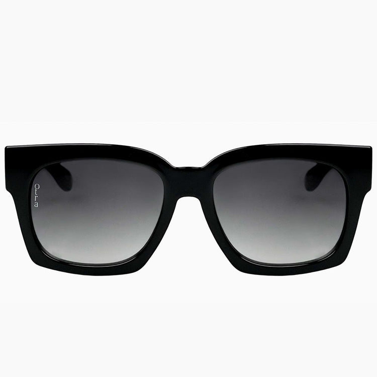 Otra Alba Black Frame Tortoise Arms Smoke Lens - Squared Oversized Sunglasses